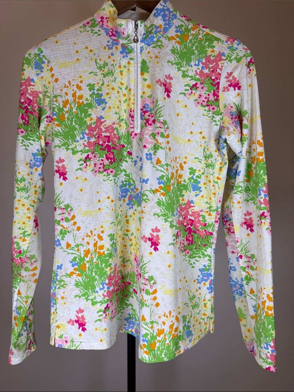 San Soleil Women's M Long Sleeve 1/4 Zip UPF 50 Top Floral Tennis Pickelball